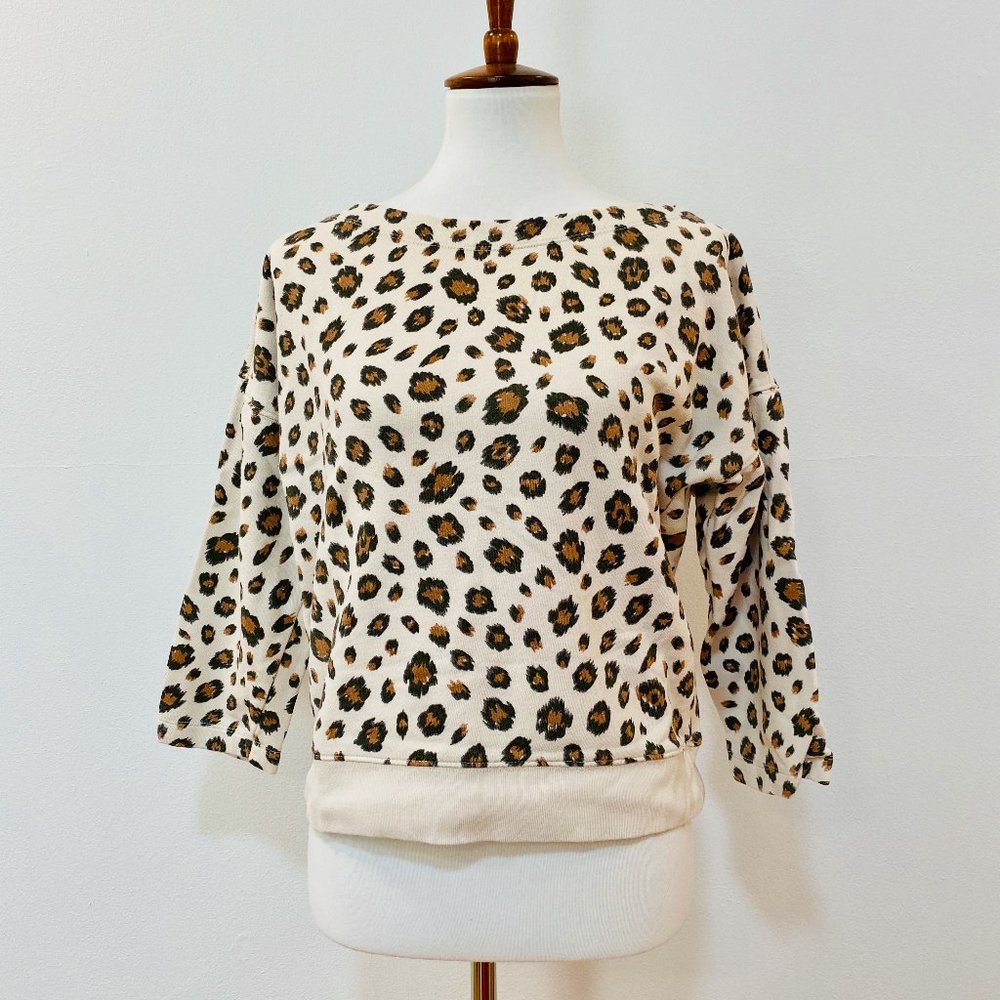 J.Crew Leopard Print Boatneck Sweatshirt - M